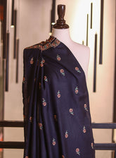 Royal Fashion Embroidered Woolen Shawls - RF25SH I625-P02 Dark Blue